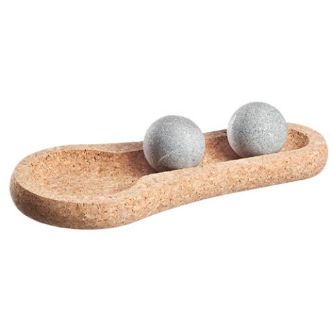 2 massage balls 45mm, natural cork base, Solejoy